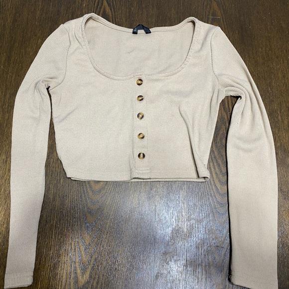 SHEIN Ribbed Cropped Button Up Crop Top Size XS - Picture 1 of 3